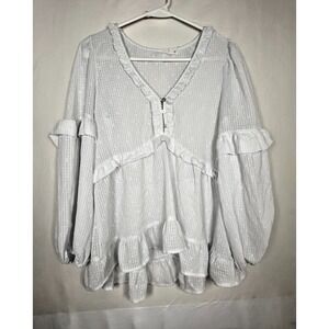 Blu Pepper Shirt Womens S White Fairy Cottage Ruffle Whimsy‎ Dainty Coquette